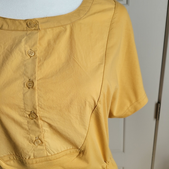 Floraweg NWT Women's Jersey Dress Button Yoke Waist tie Light Yellow Sz 1 US 16 - Picture 6 of 8